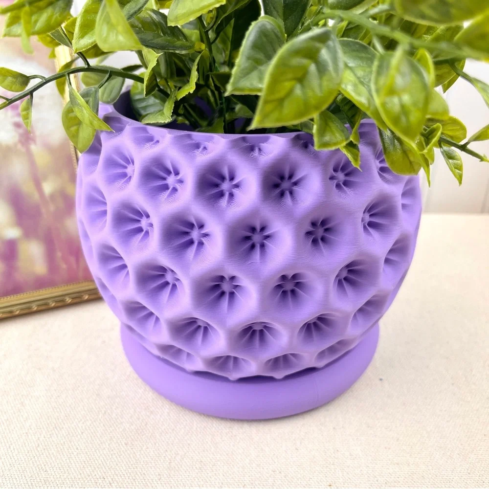 Modern Geometric Planter with Drainage Tray, Starry Planter Pot, Flower Pot